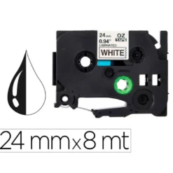 Cinta tze-251 Blanco/Negro Q-connect 24mm x 8 mt