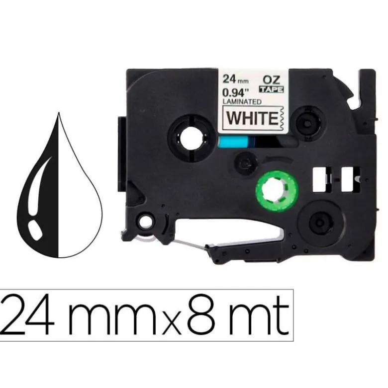 Cinta tze-251 Blanco/Negro Q-connect 24mm x 8 mt