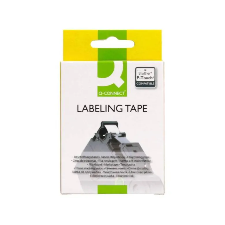 Cinta tze-231 Blanco/Negro Q-connect 12mm x 8 mt