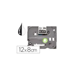 Cinta tze-335 Blanco/Negro Q-connect 12mm x 8 mt
