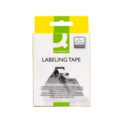 Cinta tze-241 Blanco/Negro Q-connect 18mm x 8 mt