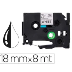 Cinta tze-241 Blanco/Negro Q-connect 18mm x 8 mt