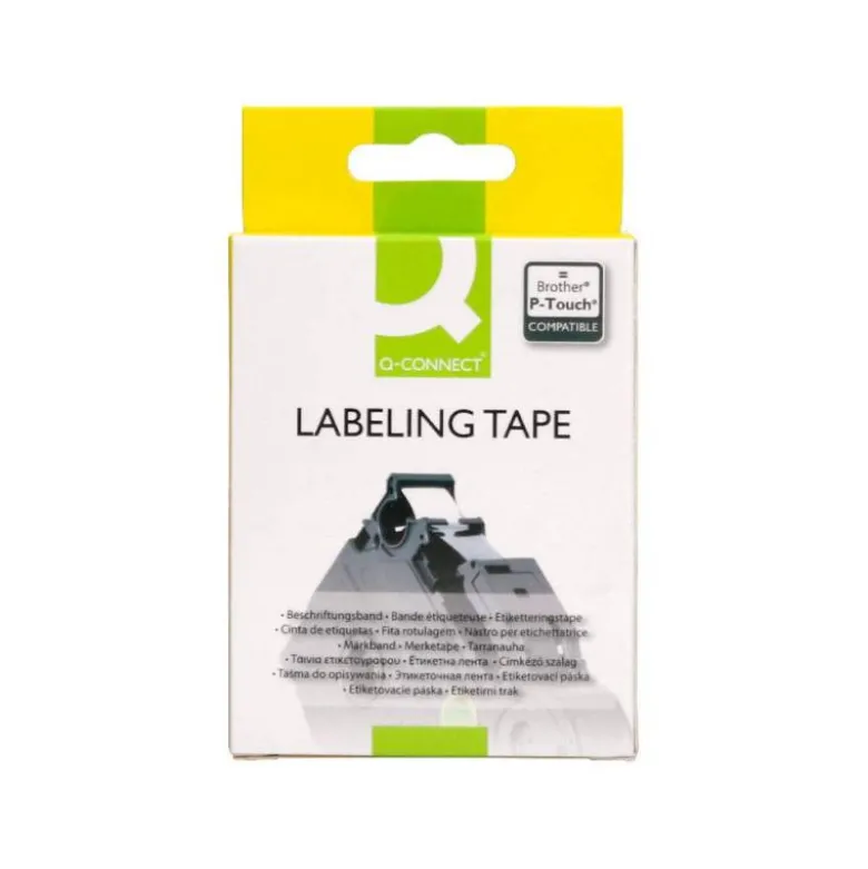 Cinta tze-131 Transparente/Negro Q-connect 12mm x 8 mt.