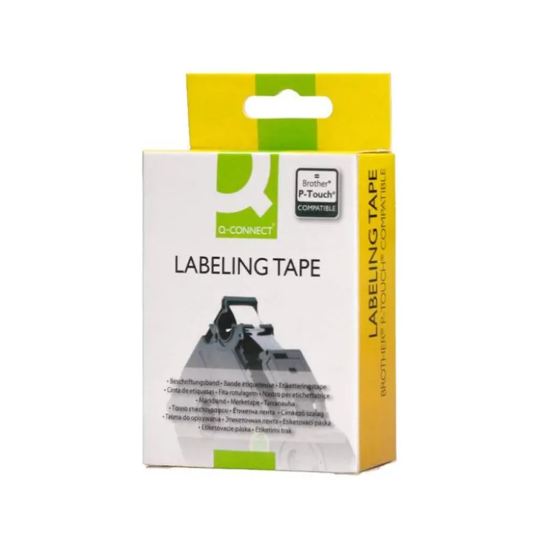 Cinta tze-131 Transparente/Negro Q-connect 12mm x 8 mt.