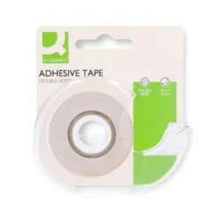 Cinta adhesiva doble cara marca Q-Connect 10 mt x 12 mm con portarrollo