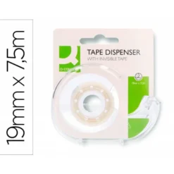 Cinta adhesiva invisible marca Q-Connect 7,5 mt x 19 mm con portarrollo en Blister