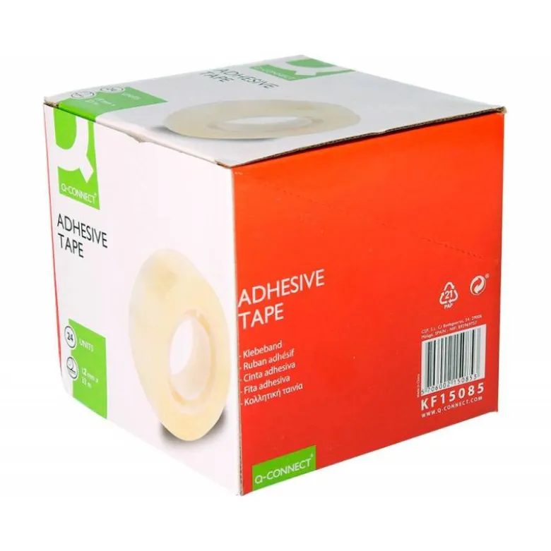 Cinta adhesiva marca Q-Connect 33mt x 12mm encelofanada