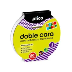 CINTA ADHESIVA PLICO DOBLE CARA TRANSPARENTE 50 MT X 15 MM