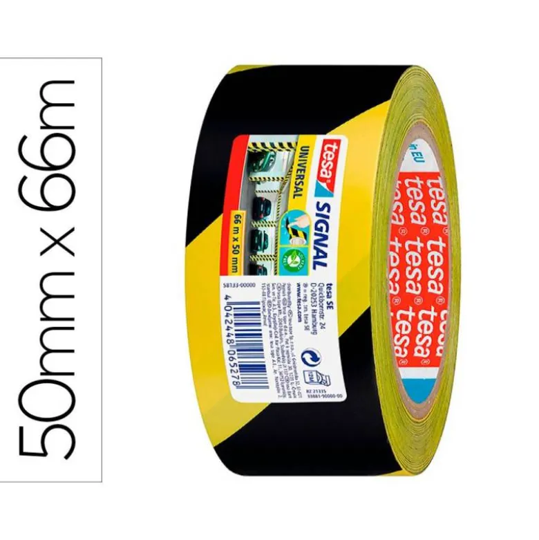CINTA ADHESIVA TESA DE SEGURIDAD AMARILLA Y NEGRA POLIPROPILENO 66 MT X 50 MM