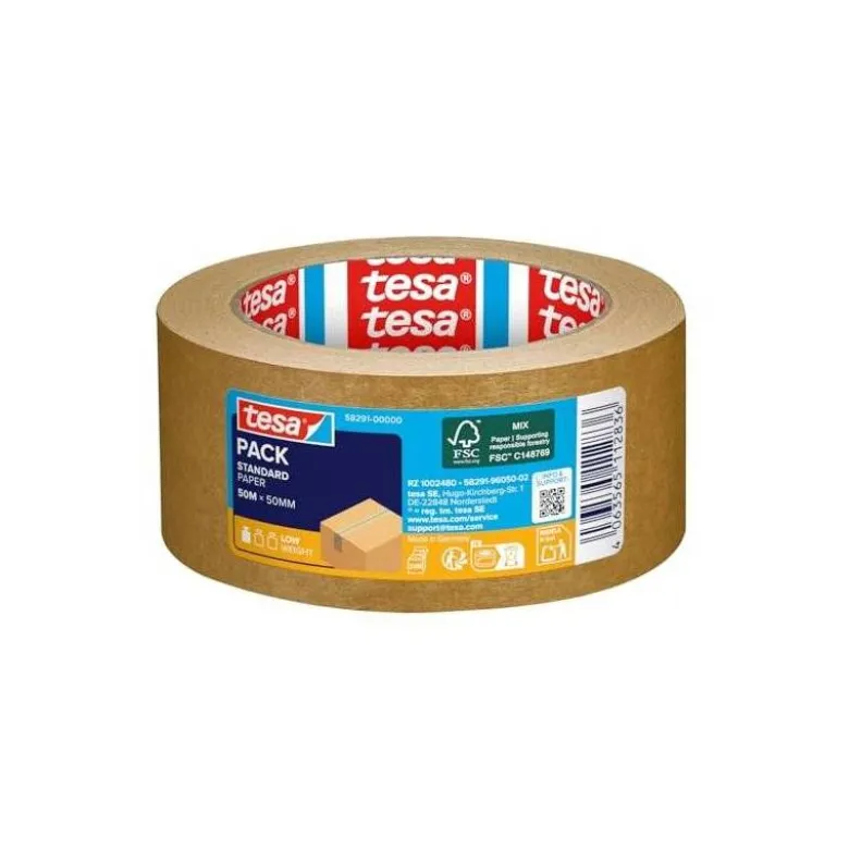 CINTA ADHESIVA TESA ECO PAPEL COLOR KRAFT 50 MT X 50 MM PARA EMBALAJE