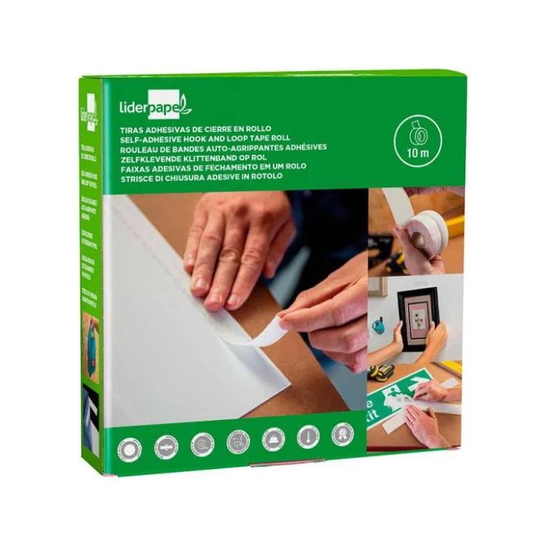 CINTA DE CIERRE ADHESIVA LIDERPAPEL VELCRO COLOR BLANCO 20MM X 10M