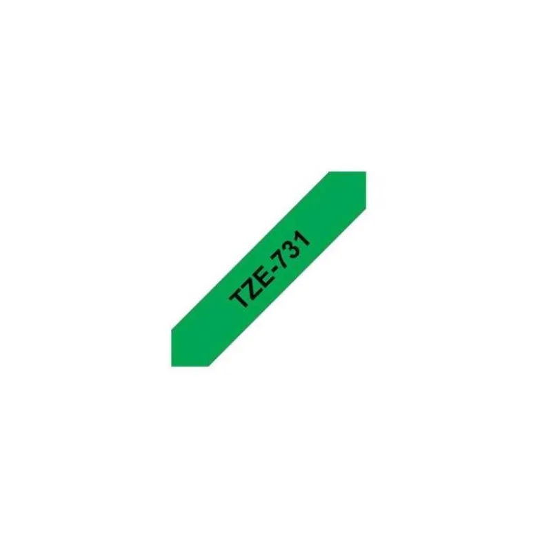 Cintas Brother TZE-731 12mm (ancho) x 8m (largo) laminada verde/negro