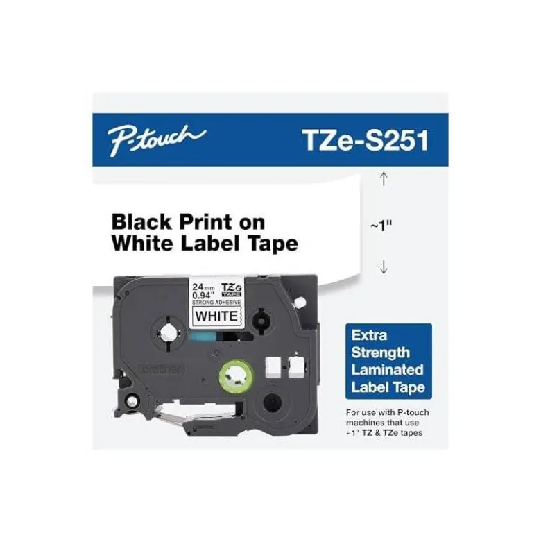 Cintas Brother TZE-S251 24mm (ancho) x 8m (largo) laminada Blanco/negro