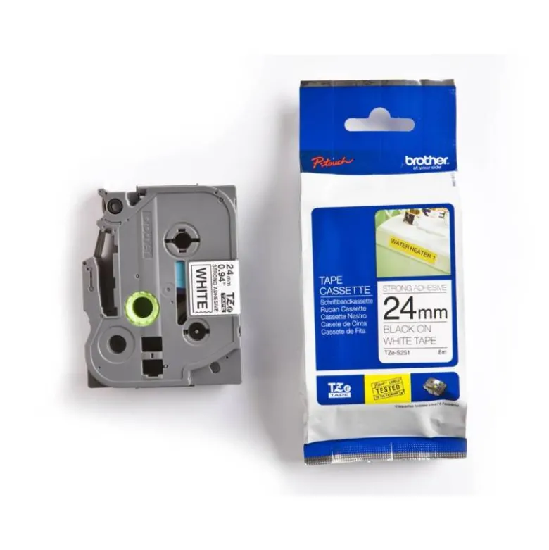 Cintas Brother TZE-S251 24mm (ancho) x 8m (largo) laminada Blanco/negro