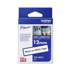 Cintas Brother TZ-N221 9mm (ancho) x 8m (largo) no laminada Blanco/negro