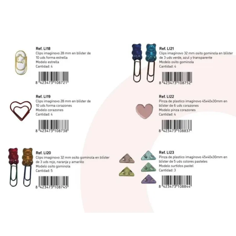 CLIPS IMAGINOVO EXPOSITOR DE SOBREMESA CON 51 BLISTER Y CAJAS SURTIDAS EN DISTINTOS FORMATOS 450X780 MM