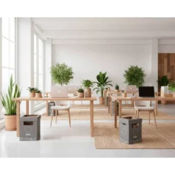CONTENEDOR PAPELERA RECICLAJE LIDERPAPEL CARTON RECICLADO PARA RESTOS NO RECICLABLES 70 LITROS 450X350X650 MM GRIS