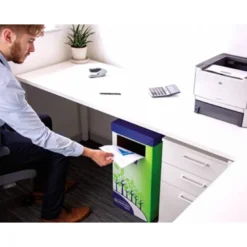 CONTENEDOR PAPELERA RECICLAJE FELLOWES CARTON DOBLE 100% RECICLADO MONTAJE MANUAL ENTRADA SUPERIOR 69 LITROS