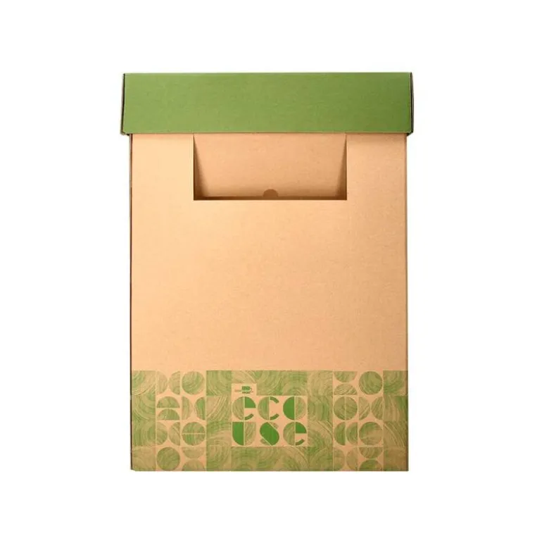 CONTENEDOR PAPELERA RECICLAJE LIDERPAPEL ECOUSE CARTON 100% RECICLADO Y RECICLABLE 70 LITROS 450X350X650 MM