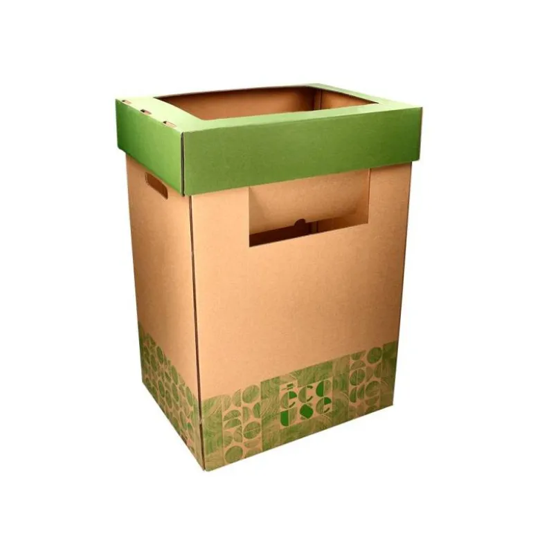 CONTENEDOR PAPELERA RECICLAJE LIDERPAPEL ECOUSE CARTON 100% RECICLADO Y RECICLABLE 70 LITROS 450X350X650 MM