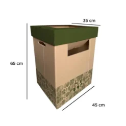 CONTENEDOR PAPELERA RECICLAJE LIDERPAPEL ECOUSE CARTON 100% RECICLADO Y RECICLABLE 70 LITROS 450X350X650 MM