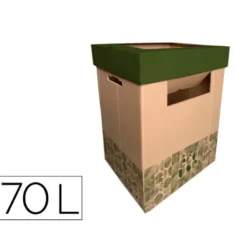 CONTENEDOR PAPELERA RECICLAJE LIDERPAPEL ECOUSE CARTON 100% RECICLADO Y RECICLABLE 70 LITROS 450X350X650 MM