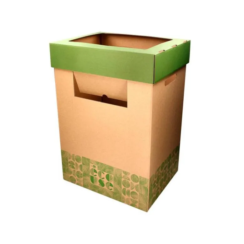 CONTENEDOR PAPELERA RECICLAJE LIDERPAPEL ECOUSE CARTON 100% RECICLADO Y RECICLABLE 70 LITROS 450X350X650 MM
