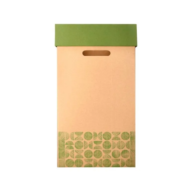 CONTENEDOR PAPELERA RECICLAJE LIDERPAPEL ECOUSE CARTON 100% RECICLADO Y RECICLABLE 70 LITROS 450X350X650 MM