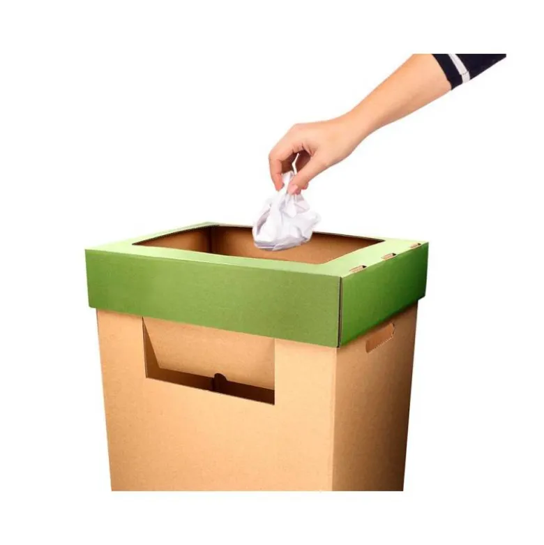 CONTENEDOR PAPELERA RECICLAJE LIDERPAPEL ECOUSE CARTON 100% RECICLADO Y RECICLABLE 70 LITROS 450X350X650 MM