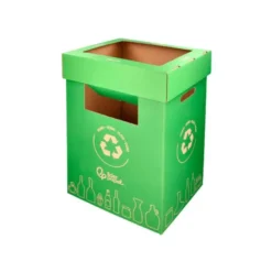 CONTENEDOR PAPELERA RECICLAJE LIDERPAPEL CARTON RECICLADO PARA VIDRIO 450X350X350 MM 70 LITROS VERDE