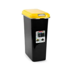 CONTENEDOR PARA RECICLAJE PLASTICFORTE 25 L CON TAPA COLOR AMARILLO PARCHIS