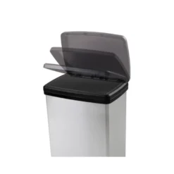 CONTENEDOR PLASTICO CEP ELITE CON TAPA Y PEDAL DOS COMPARTIMENTOS 50 L COLOR PLATA 390X288X654 MM