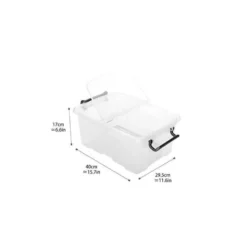 CONTENEDOR PLASTICO CEP 12 LITROS 405X295X183 MM TRANSPARENTE CON TAPA Y CIERRE HERMETICO