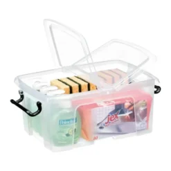 CONTENEDOR PLASTICO CEP 12 LITROS 405X295X183 MM TRANSPARENTE CON TAPA Y CIERRE HERMETICO