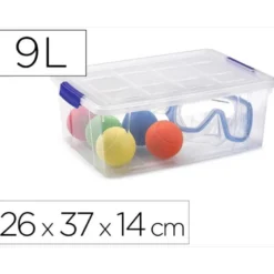 CONTENEDOR PLASTICO PLASTICFORTE 9 LITROS N 29 TRANSPARENTE CON TAPA 260X370X140 MM