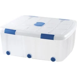 Contenedor plastico plasticforte 100 litros n 15 transparente con tapa 330x800x600 mm