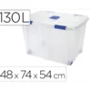 Contenedor plastico plasticforte 130 litros n 16 transparente con tapa 480x740x540 mm