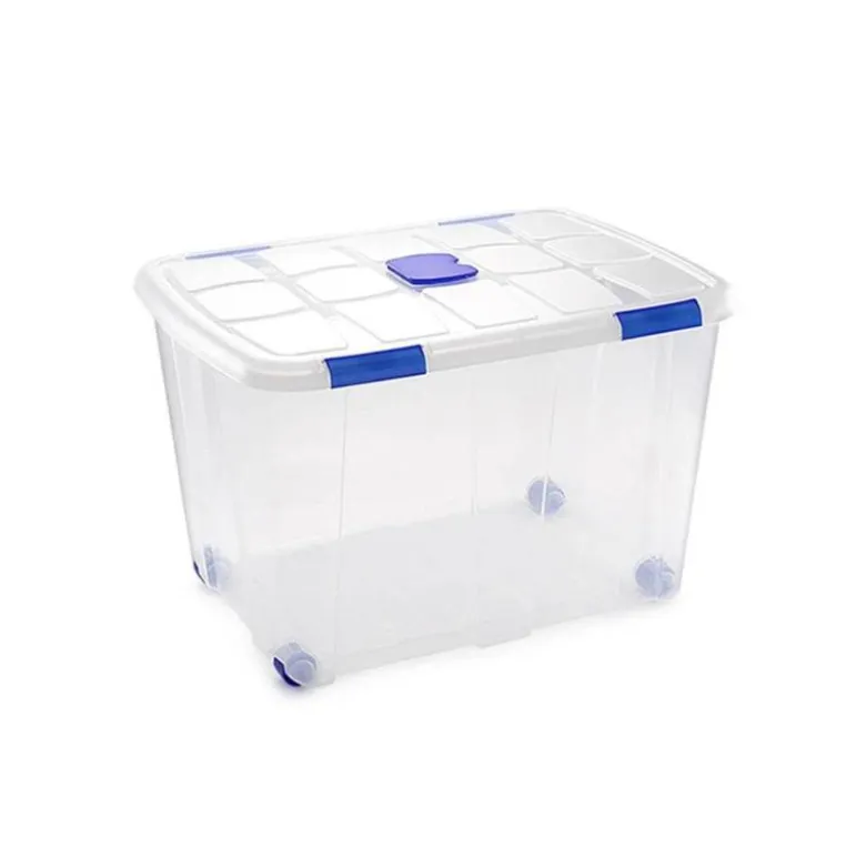 Contenedor plastico plasticforte 130 litros n 16 transparente con tapa 480x740x540 mm