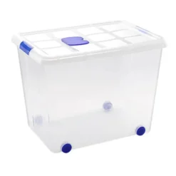 Contenedor plastico plasticforte 86 litros n 8 transparente con tapa 470x620x450 mm