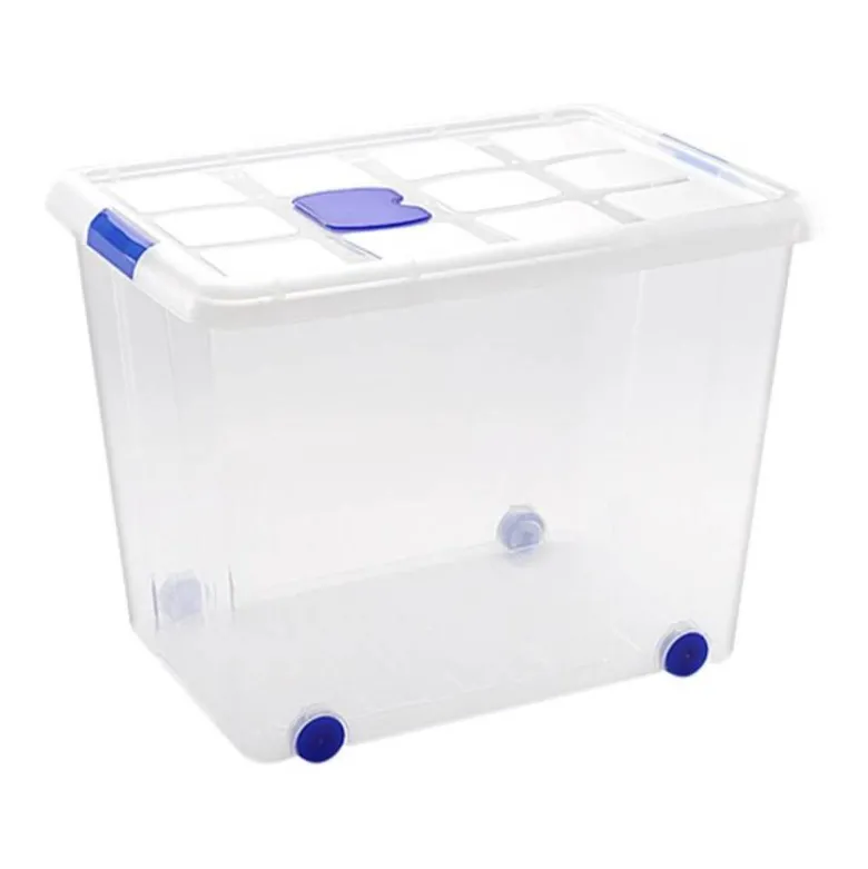 Contenedor plastico plasticforte 86 litros n 8 transparente con tapa 470x620x450 mm
