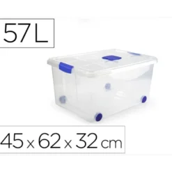 CONTENEDOR PLASTICO PLASTICFORTE N 5 TRANSPARENTE CON TAPA CAPACIDAD 57 L