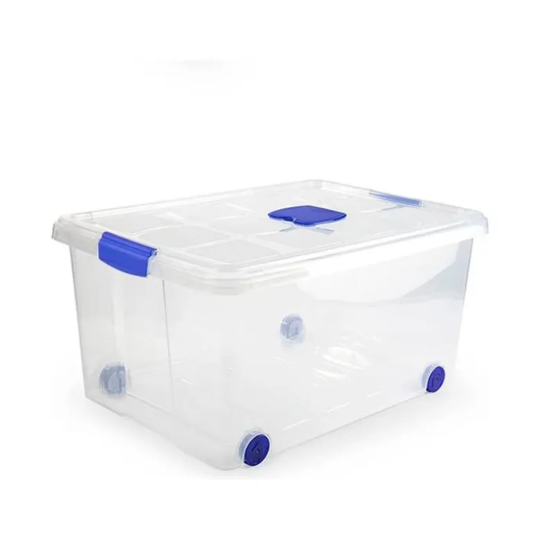 CONTENEDOR PLASTICO PLASTICFORTE N 5 TRANSPARENTE CON TAPA CAPACIDAD 57 L