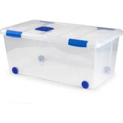 CONTENEDOR PLASTICO PLASTICFORTE N 7 TRANSPARENTE CON TAPA 61L 73X41X32 CM