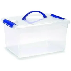 CONTENEDOR PLASTICO PLASTICFORTE N 9 TRANSPARENTE CON TAPA Y ASA CAPACIDAD 12 L