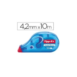 Corrector tipp-ex cinta tamaño mini pocket mouse. Medidas 4,2 mm x 10 m.