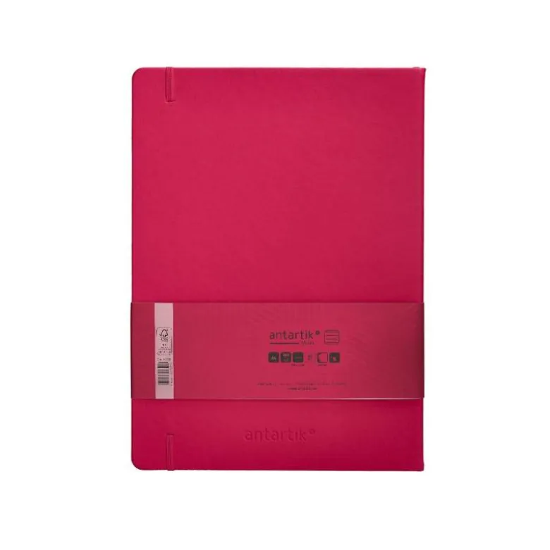 CUADERNO CON GOMILLA ANTARTIK NOTES TAPA DURA A4 HOJAS RAYAS BURDEOS 100 HOJAS 80 GR FSC