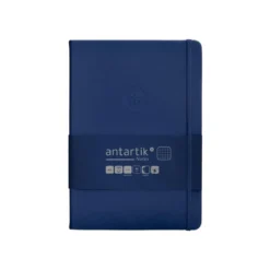 CUADERNO CON GOMILLA ANTARTIK NOTES TAPA DURA A5 HOJAS CUADRICULA AZUL MARINO 100 HOJAS 80 GR FSC