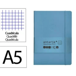 CUADERNO CON GOMILLA ANTARTIK NOTES TAPA BLANDA A5 HOJAS CUADRICULA AZUL CLARO 80 HOJAS 80 GR FSC