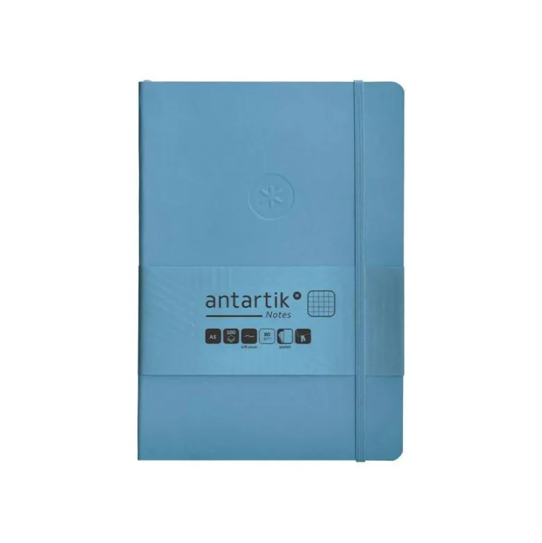 CUADERNO CON GOMILLA ANTARTIK NOTES TAPA BLANDA A5 HOJAS CUADRICULA AZUL CLARO 80 HOJAS 80 GR FSC