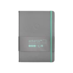 CUADERNO CON GOMILLA ANTARTIK NOTES TAPA DURA A5 HOJAS LISAS GRIS Y TURQUESA 100 HOJAS 80 GR FSC